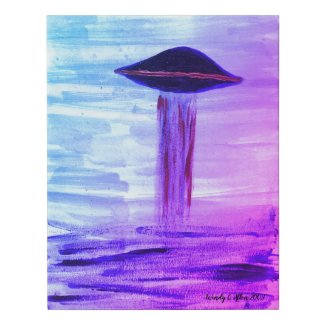 VISION-D8 UFO Alien Abduction Watercolor Faux Canvas Print