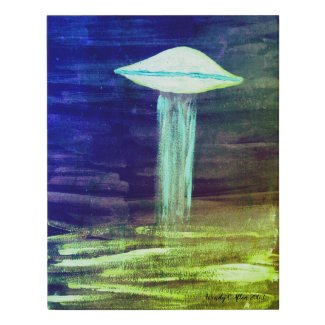 VISION-D8 UFO (Alien Abduction Watercolour) Faux Canvas Print