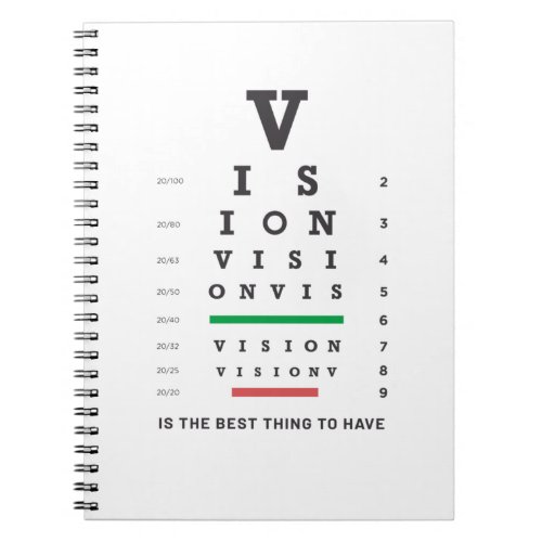 Vision eye chart notebook