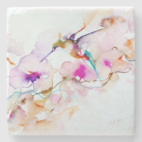 Vision in Pink Hummingbird Print  Stone Coaster