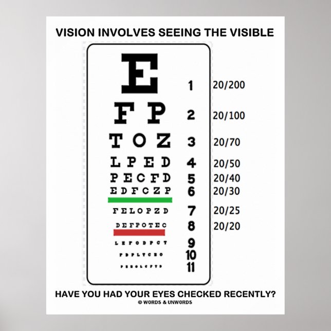 Vision Involves Seeing The Visible Snellen Chart (Front)