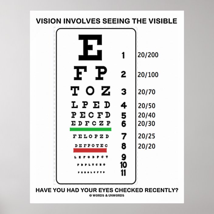 Vision Involves Seeing The Visible Snellen Chart Zazzle Com