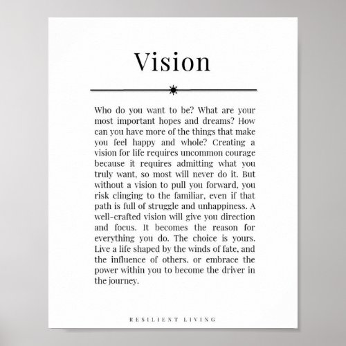 VISION Life Goals Inspirational Poster