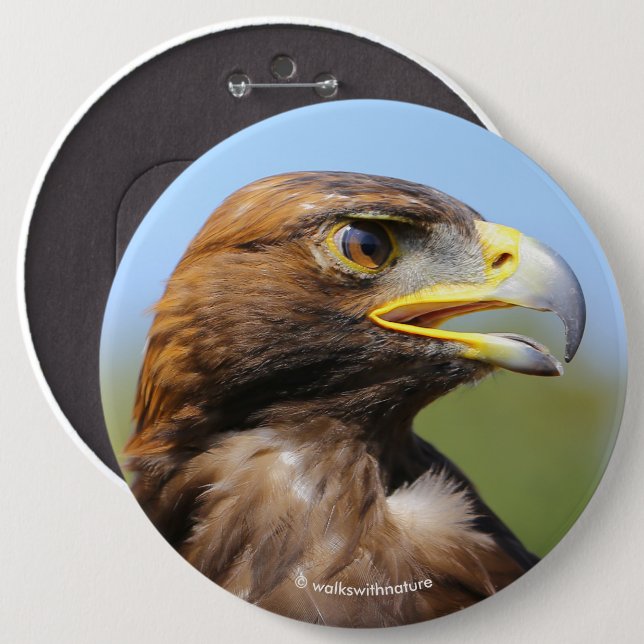 Vision of a Beautiful Young Golden Eagle Button (Front & Back)