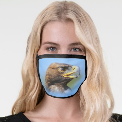 Vision of a Beautiful Young Golden Eagle Face Mask