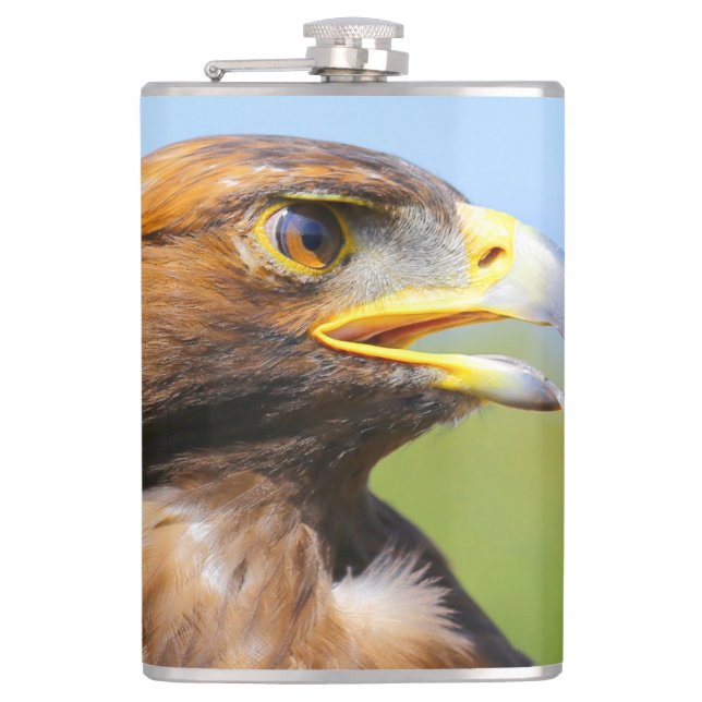 Vision of a Beautiful Young Golden Eagle Hip Flask (Front)
