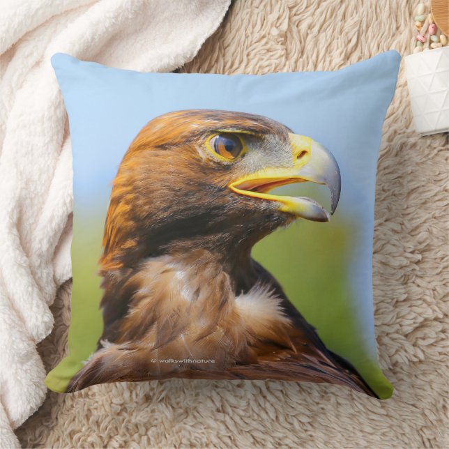 Vision of a Beautiful Young Golden Eagle Throw Pillow (Blanket)