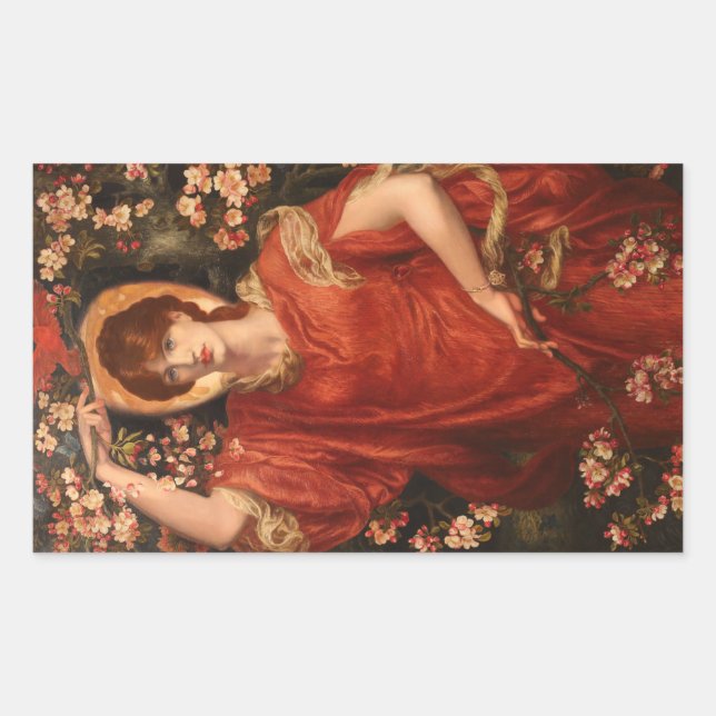 Vision of Fiammetta (by Dante Gabriel Rossetti) Rectangular Sticker (Front)