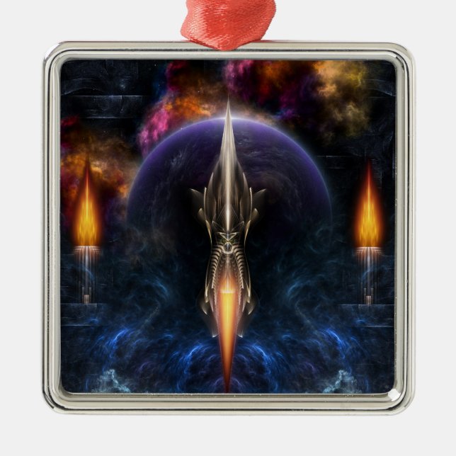 Vision Of Flight Fractal Art Metal Ornament (Front)