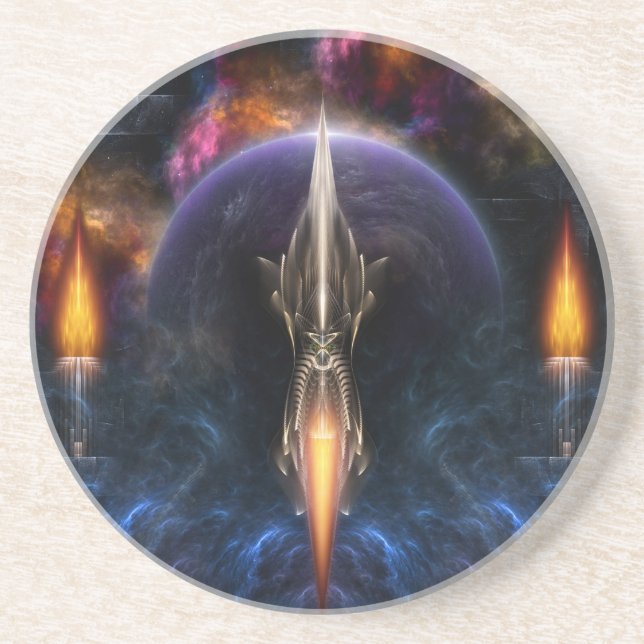 Vision Of Flight Fractal Art Sandstone Coaster (Front)