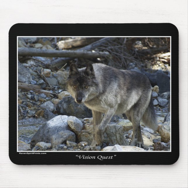 "Vision Quest" Grey Wolf Mouse Pad (Front)