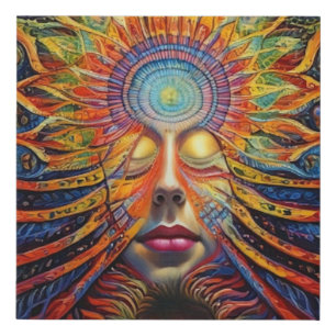 Visionary Art - Mushrooms - Trippy - Psychedelic Faux Canvas Print