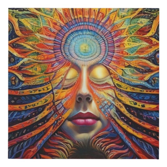 Visionary Art - Mushrooms - Trippy - Psychedelic Faux Canvas Print (Front)