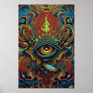 Visionary Flames: Spiritual Eye Poster