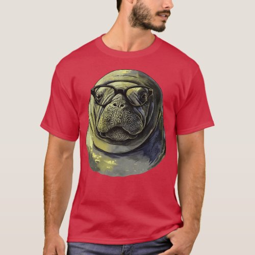 Visionary Manatee Because Even Sea Cows Need Glass T_Shirt
