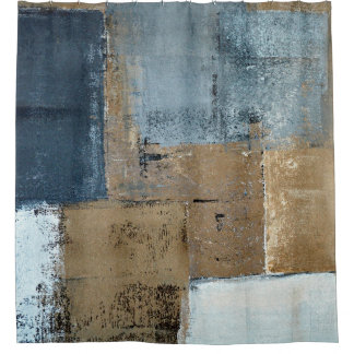 'Visionary' Neutral Abstract Art Shower Curtain