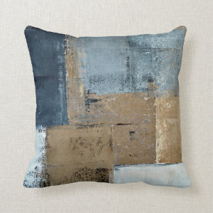 'Visionary' Neutral Abstract Art Throw Pillow