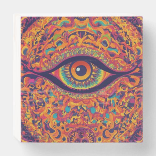 Visionary Reverie Psychedelic Eye Patterns Wooden Box Sign