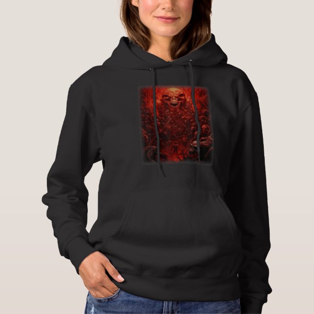 Visions of Hell Satan Devils Demons Monster Skelet Hoodie (Front)
