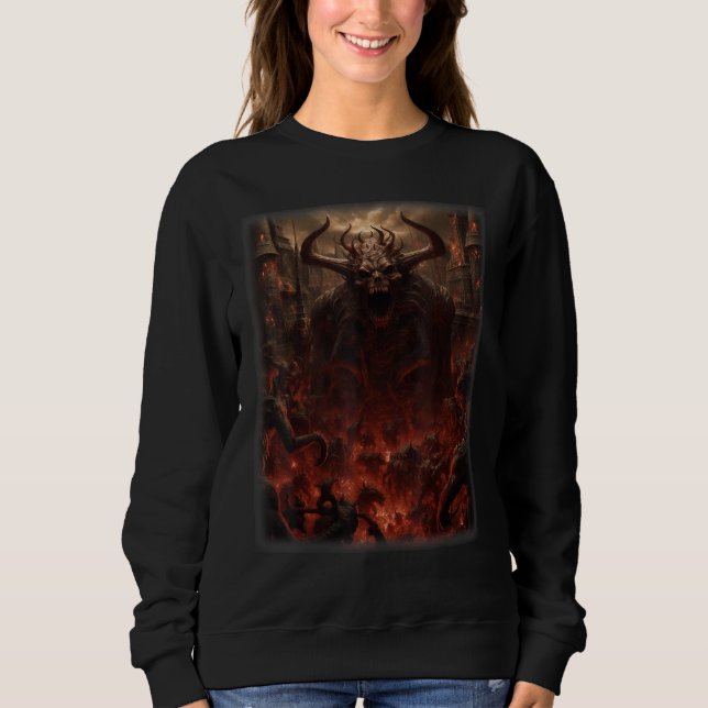 Visions of Hell Satan Devils Demons Monster Skelet Sweatshirt (Front)