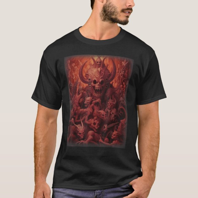 Visions of Hell Satan Devils Demons Monster Skelet T-Shirt (Front)