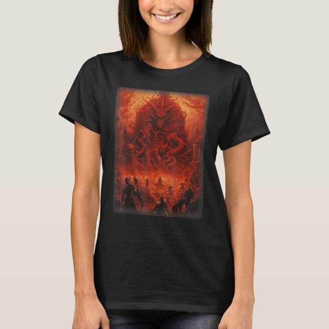 Visions of Hell Satan Devils Demons Monster Skelet T-Shirt (Front)