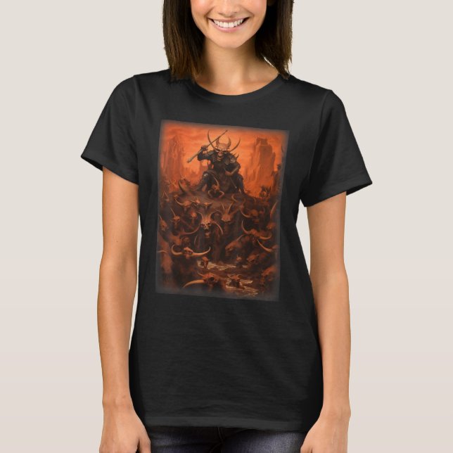 Visions of Hell Satan Devils Demons Monster Skelet T-Shirt (Front)
