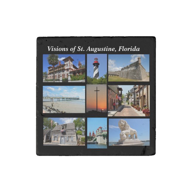 Visions of historic St. Augustine, Florida Stone Magnet (Front)