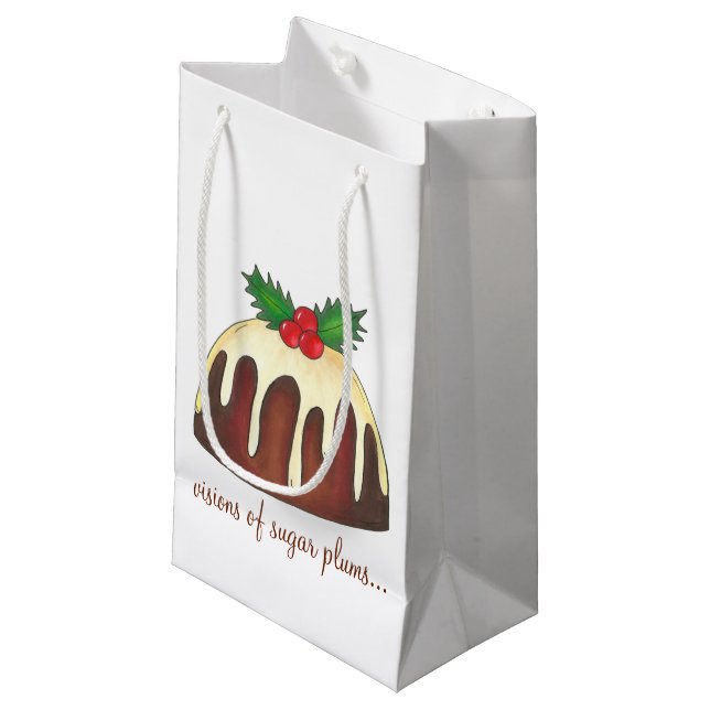 Visions of Sugar Plums Plum Pudding Gift Bag (Front Angled)