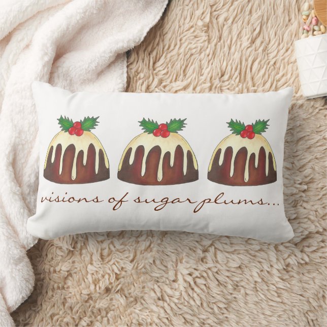 Visions of Sugar Plums Plum Pudding Holiday Food Lumbar Pillow (Blanket)