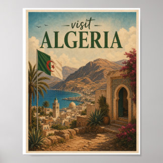 Visit Algeria Travel Vintage Poster