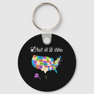 Visit All 50 States Gift Usa Bucket List Keychain