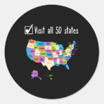 Visit All 50 States Usa Bucket List Classic Round Sticker