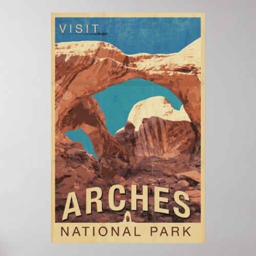 Visit Arches National Park Vintage Travel Poster