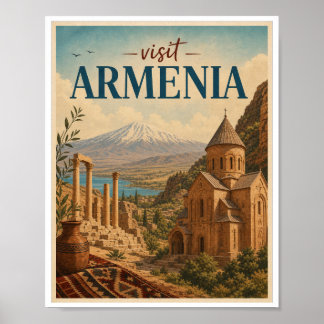 Visit Armenia Travel Vintage Poster