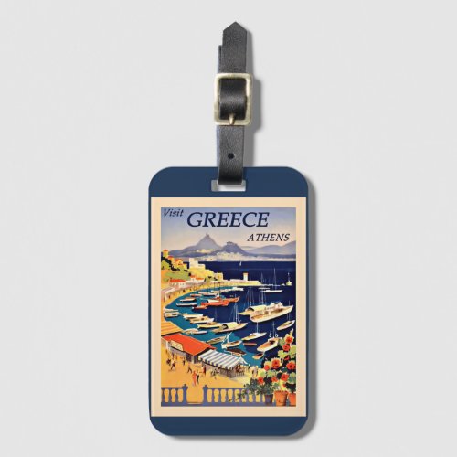 Visit Athens Greece travel poster Luggage Tag