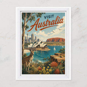 Visit Australia Travel Vintage Postcard
