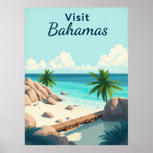 Visit Bahamas Vintage Illustration Poster