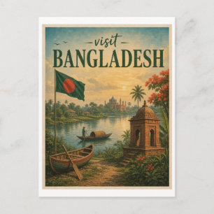 Visit Bangladesh Travel Vintage Postcard