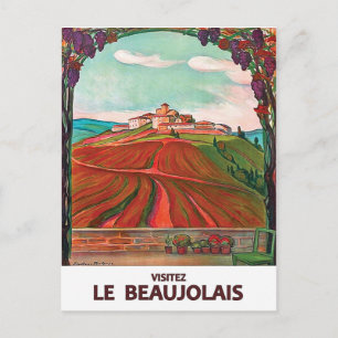 Visit Beaujolais, France. French vintage travel Postcard
