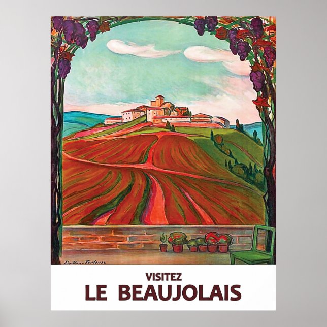 Visit Beaujolais, France, French vintage travel Poster (Front)