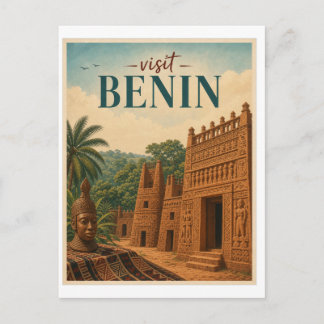 Visit Benin Travel Vintage Postcard