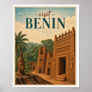 Visit Benin Travel Vintage Poster