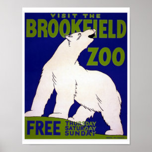 Visit Brookfield Zoo Vintage WPA Poster