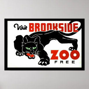 Visit Brookside Zoo Free - WPA Poster with Panther