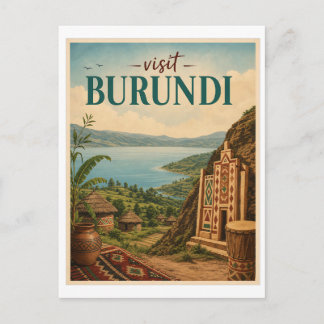 Visit Burundi Travel Vintage Postcard