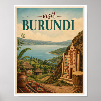 Visit Burundi Travel Vintage Poster