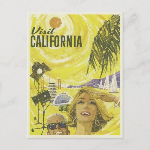 Visit California Vintage Travel Poster Postcard