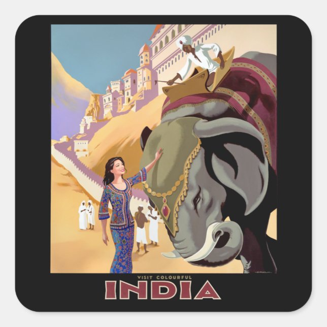 Visit Colorful India Square Sticker (Front)