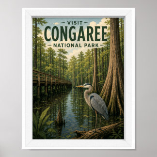 Visit Congaree National Park Travel Vintage Poster